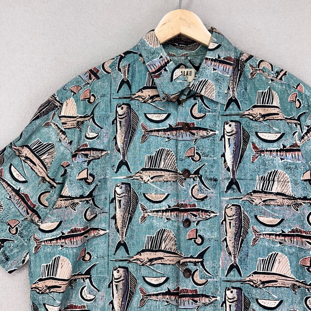 Kahala Aloha Camp‎ Shirt Mens Medium AVI KIRIATY Print Collection Fish Hawaii